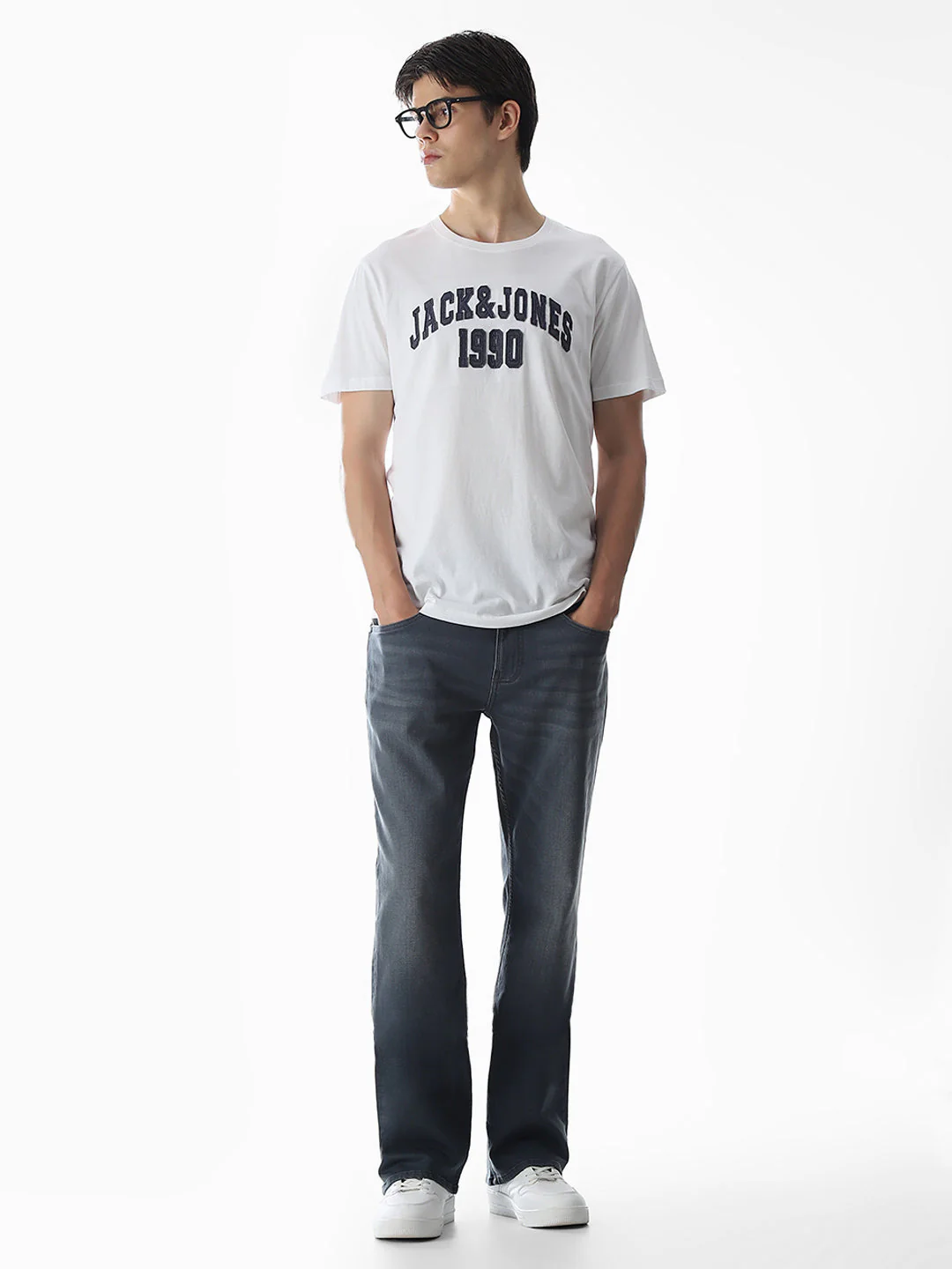 Grey High Rise Cliff Bootcut Jeans - Image 6