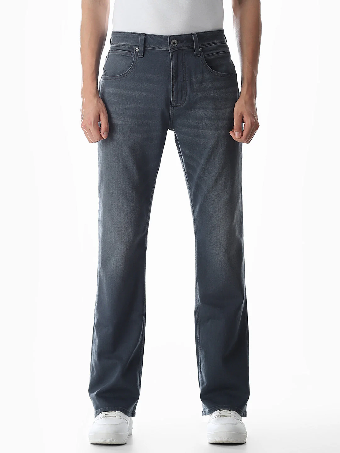 Grey High Rise Cliff Bootcut Jeans - Image 8