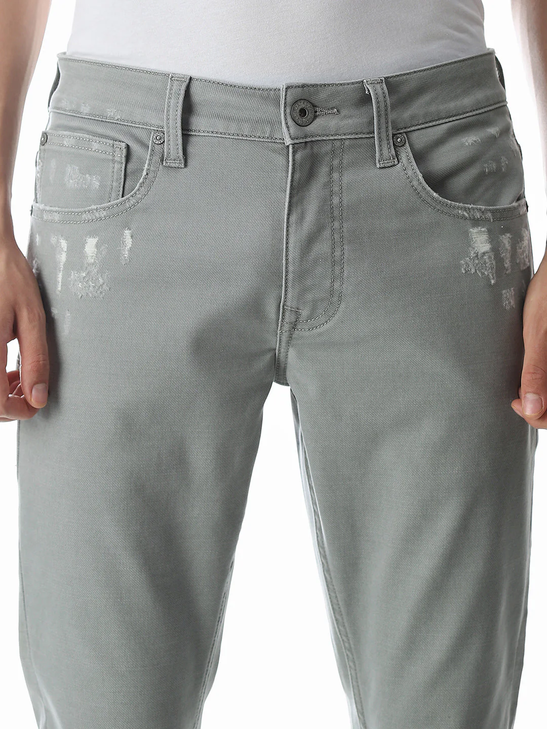 Green Distressed Glenn Slim Fit Jeans - Image 4