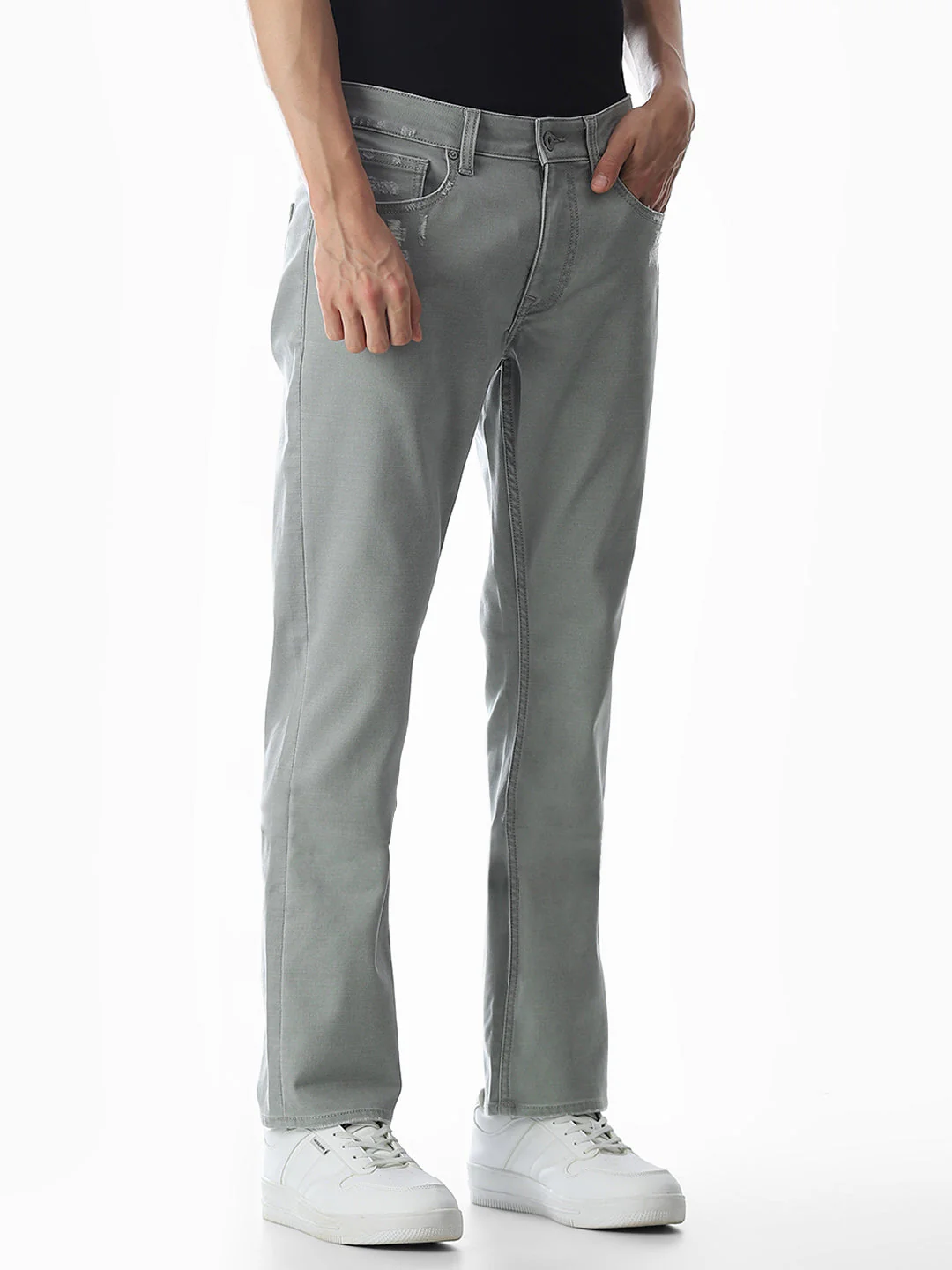 Green Distressed Clark Regular Fit Jeans - Image 2