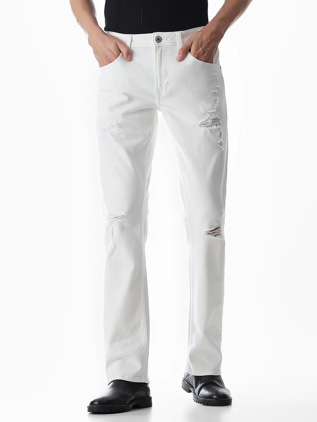 Heavily Distressed Clark Regular Fit Jeans