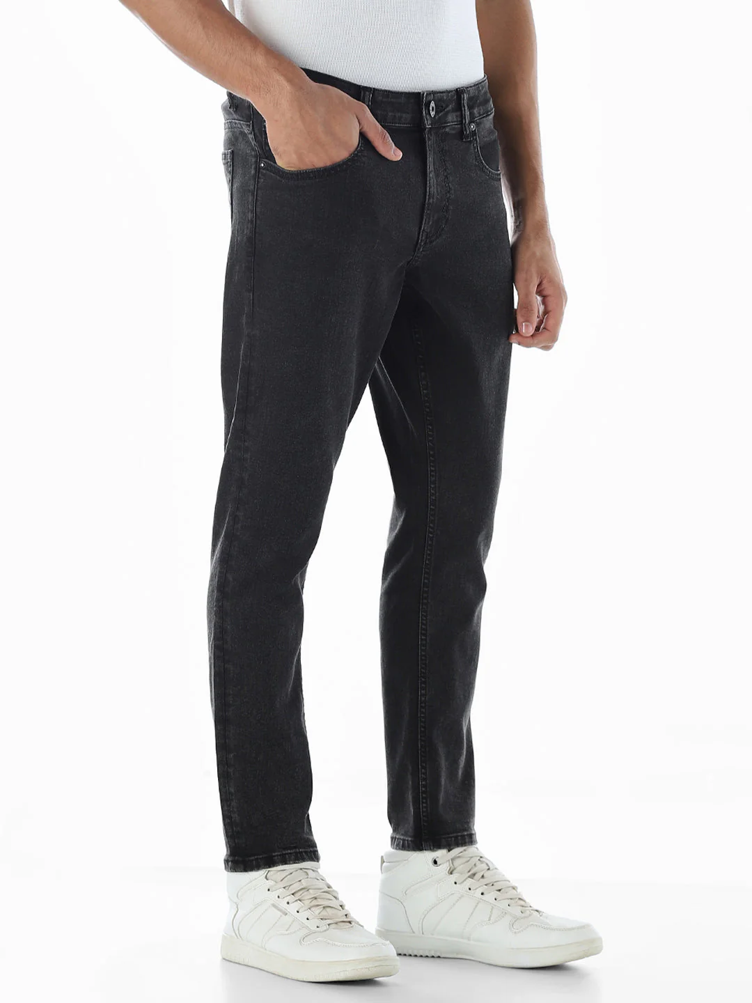 High Rise Cropped Brak Slim Fit Jeans - Image 2