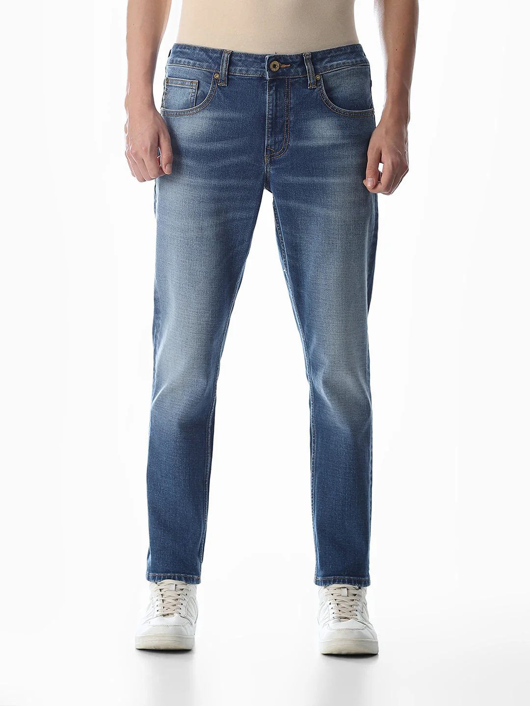 Blue Washed Brak Slim Fit Jeans - Image 8