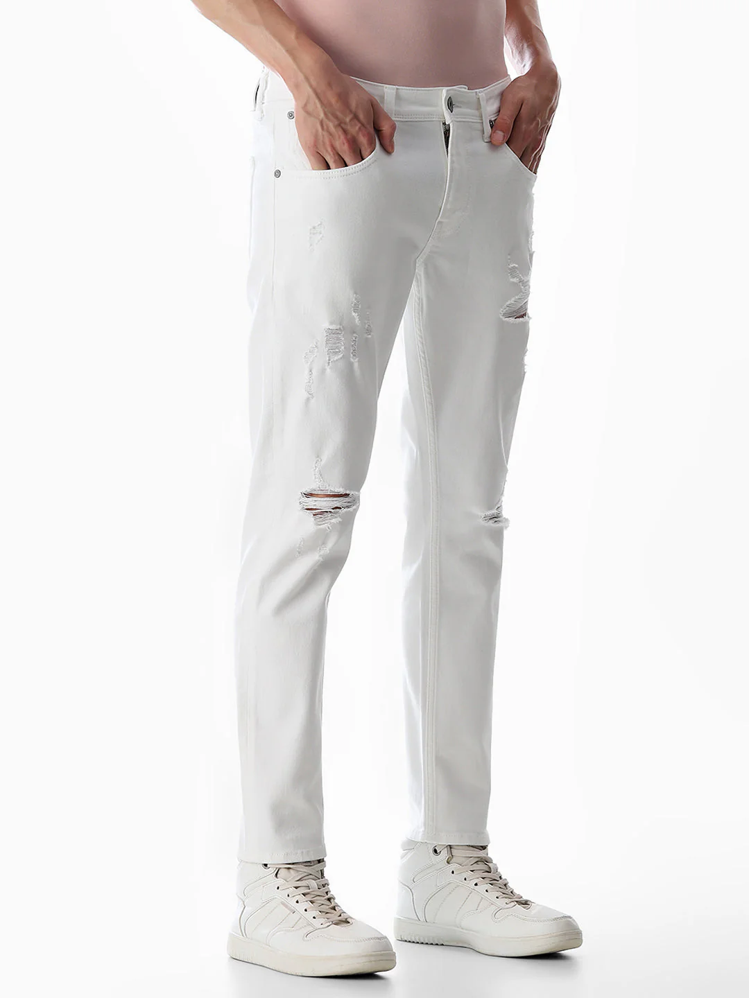 Distressed Cropped Brak Slim Fit Jeans - Image 2
