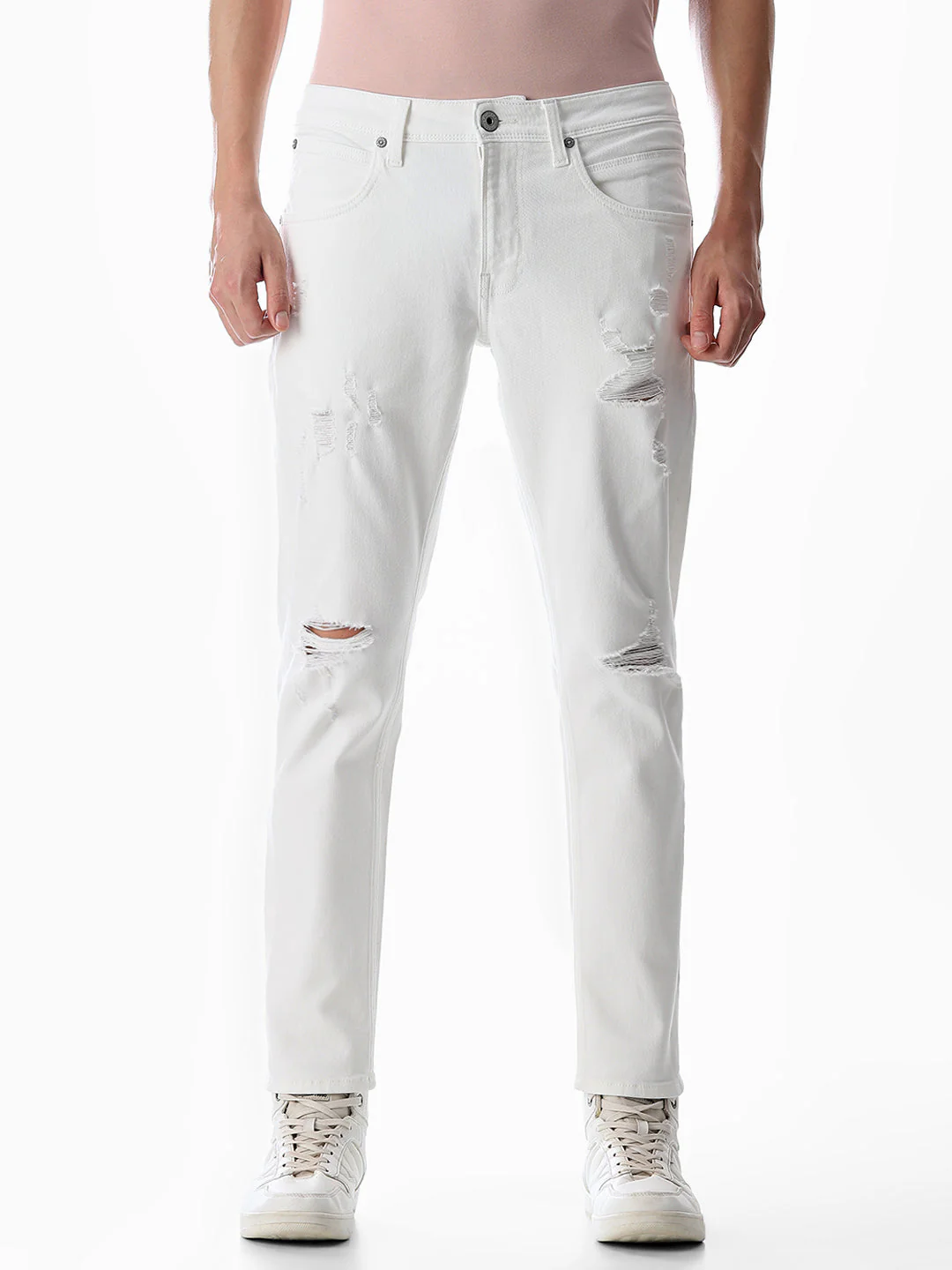 Distressed Cropped Brak Slim Fit Jeans - Image 8
