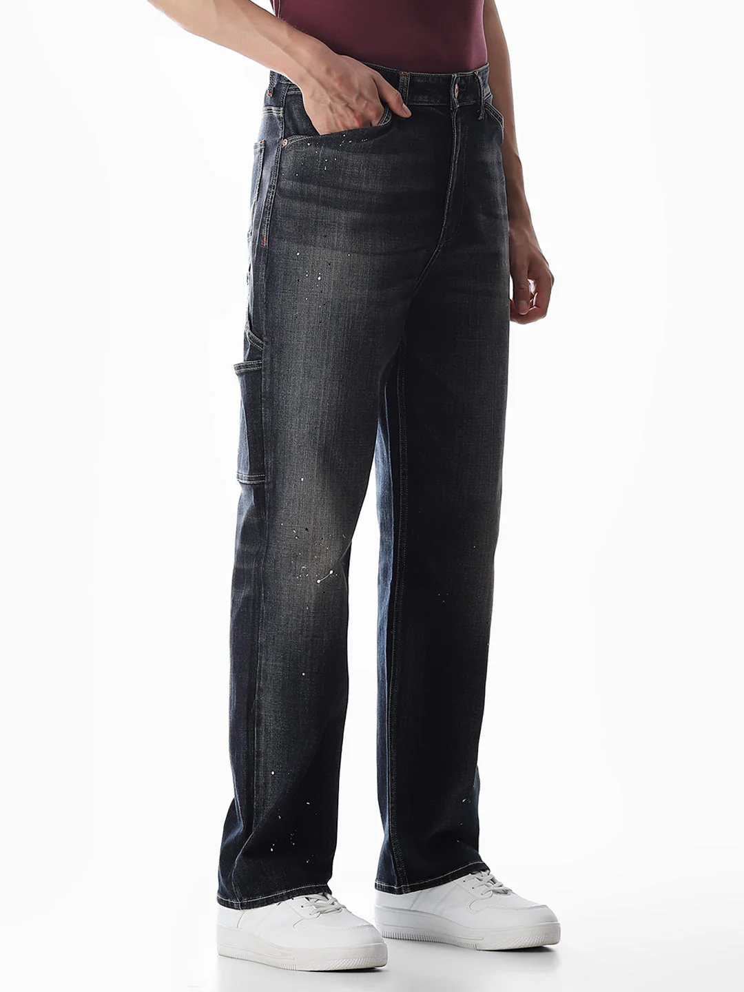 Dark Blue High Rise Dario Loose Fit Jeans - Image 2