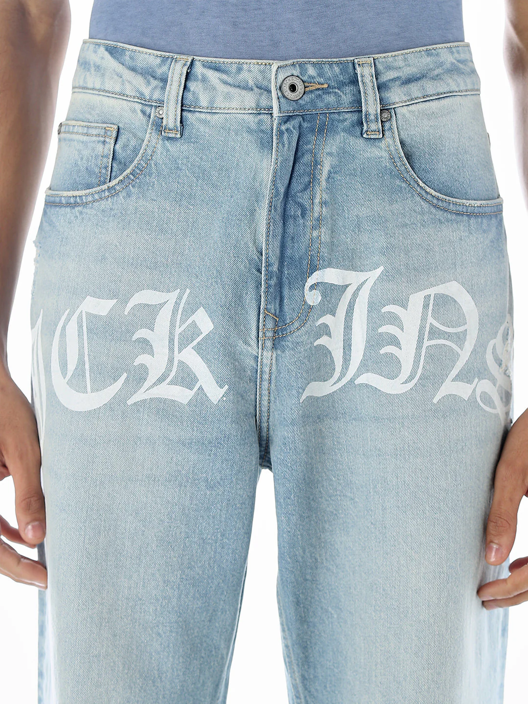 Typographic Print Dario Loose Fit Jeans - Image 4
