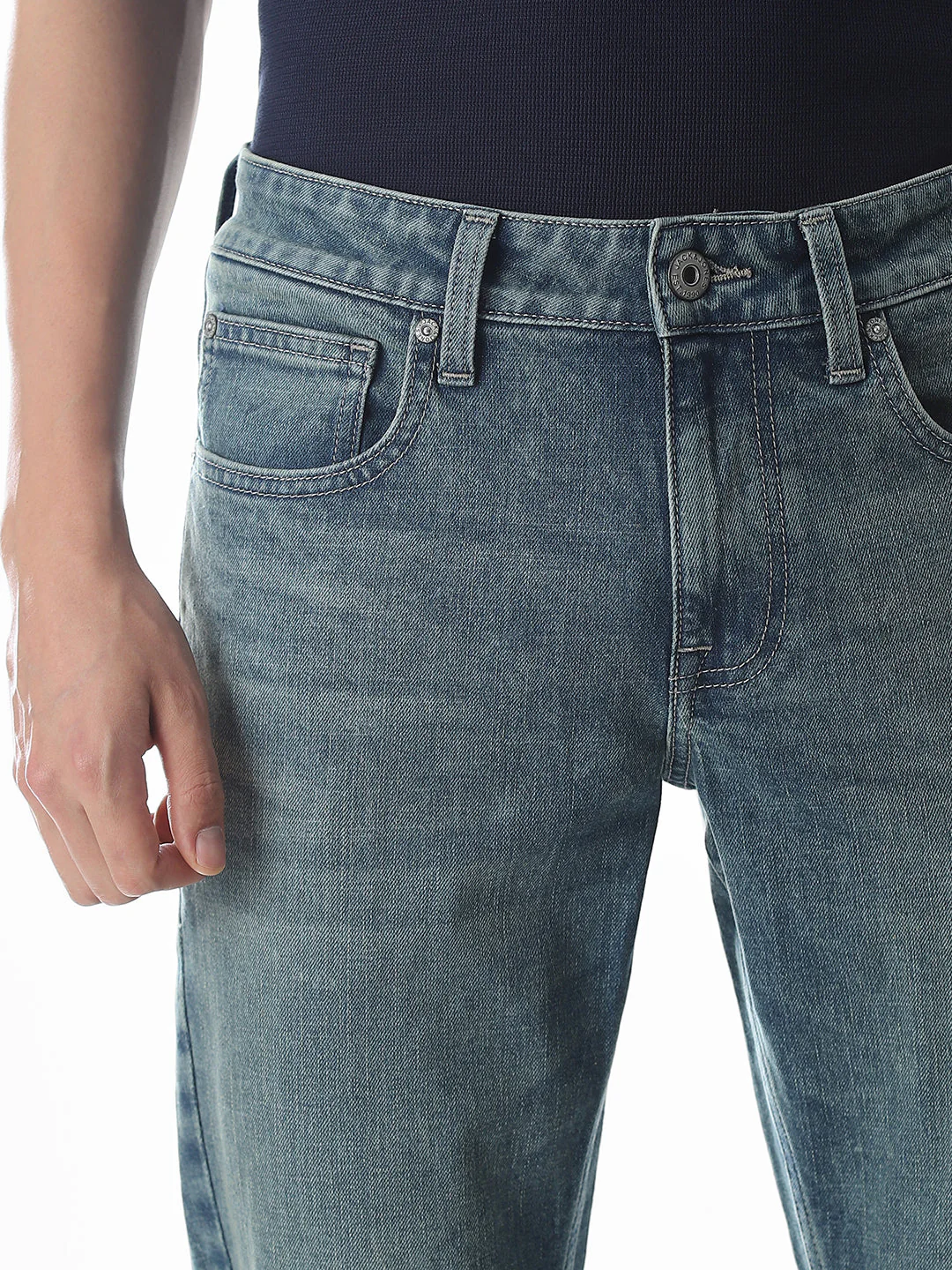 Blue Cropped Brak Slim Fit Jeans - Image 4