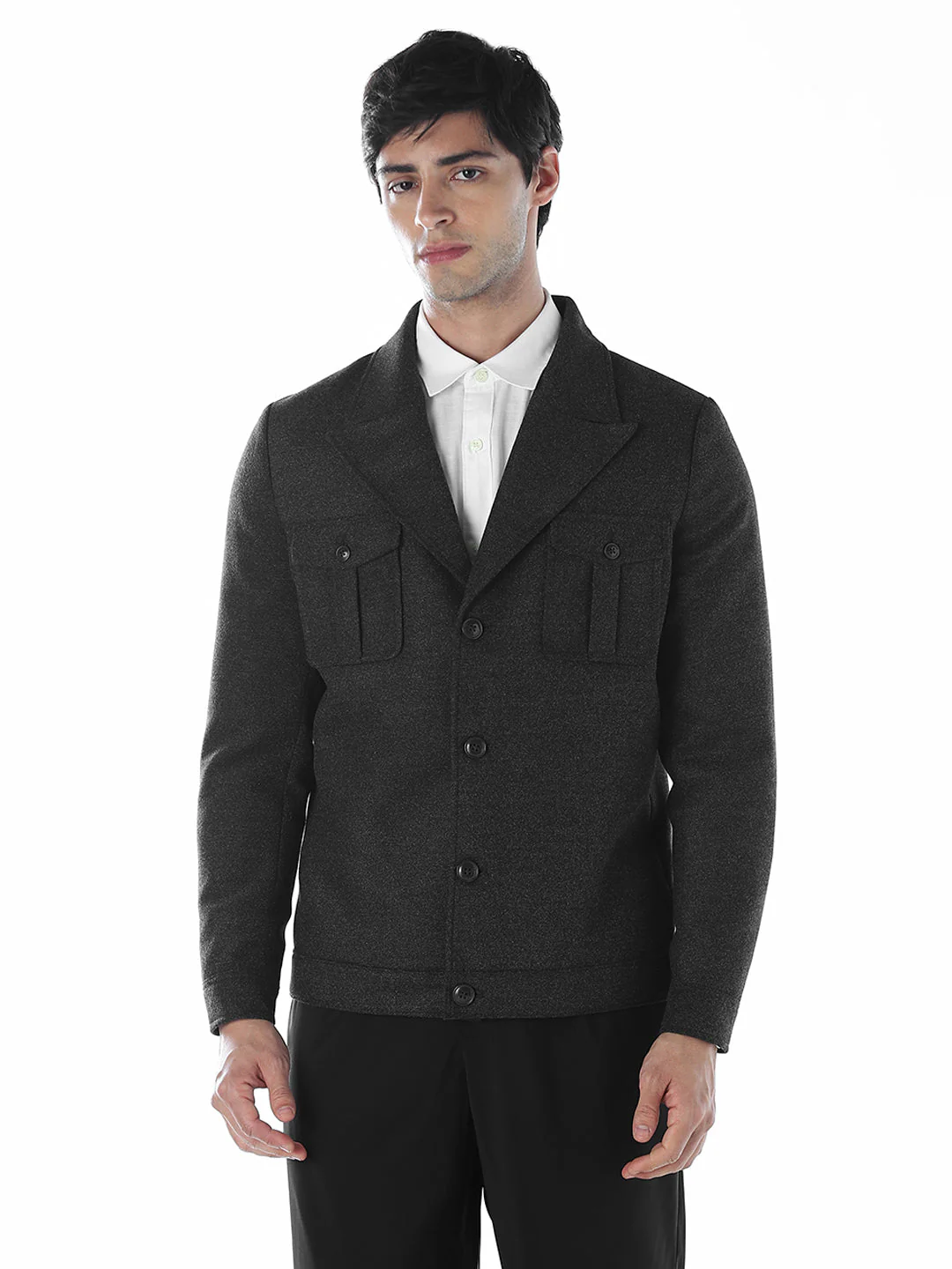 Notched Lapel Slim Fit Jacket - Image 2