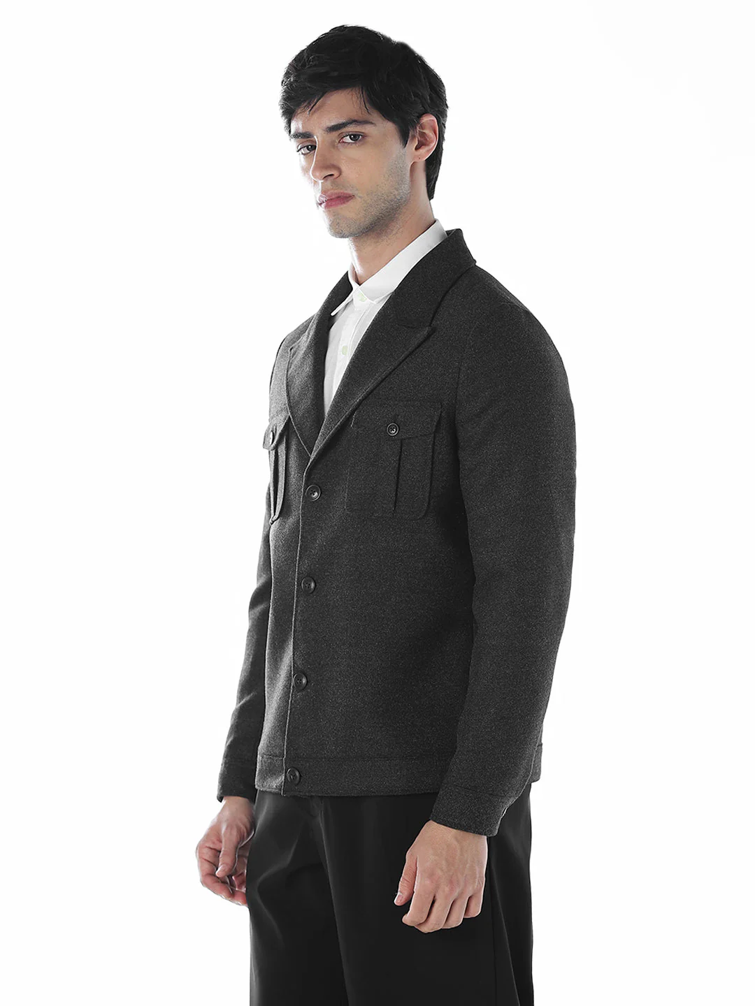 Notched Lapel Slim Fit Jacket - Image 3