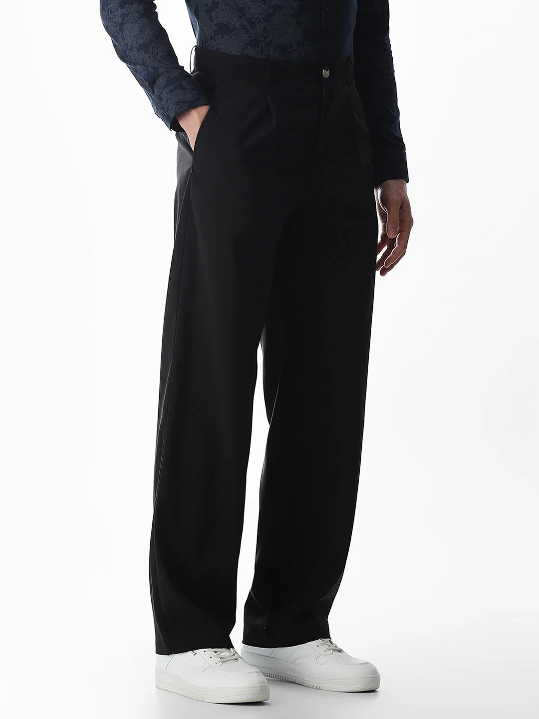 High Rise Loose Fit Pants - Black - Image 2