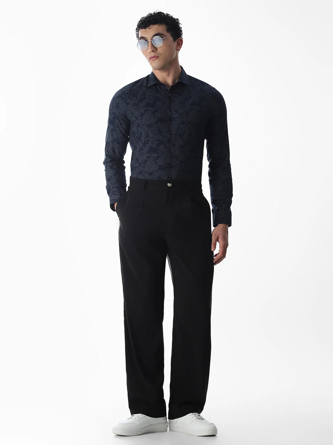 High Rise Loose Fit Pants - Black - Image 6