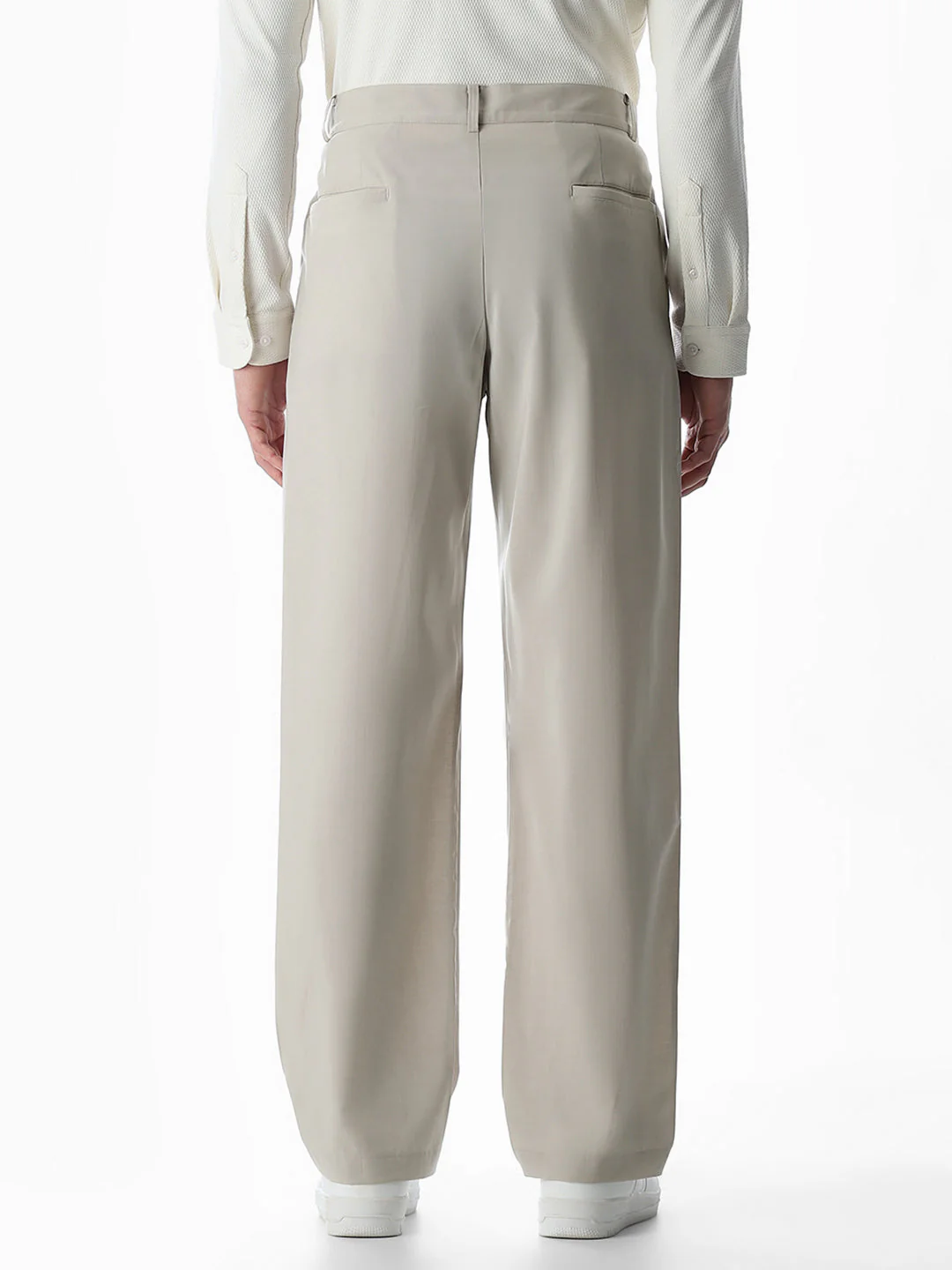 High Rise Loose Fit Pants - Beige - Image 3