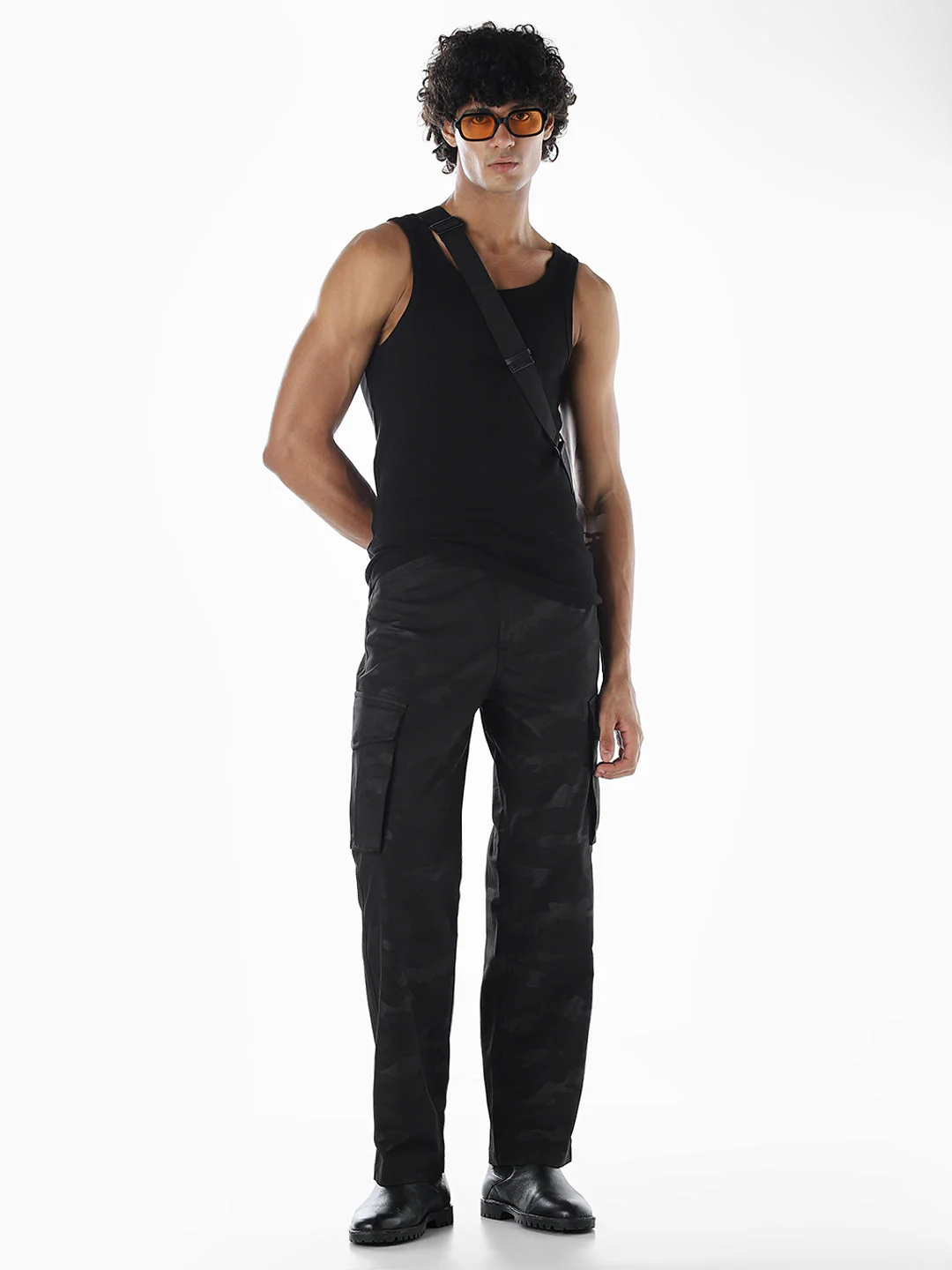 Black Camo Print Cargos - Image 6