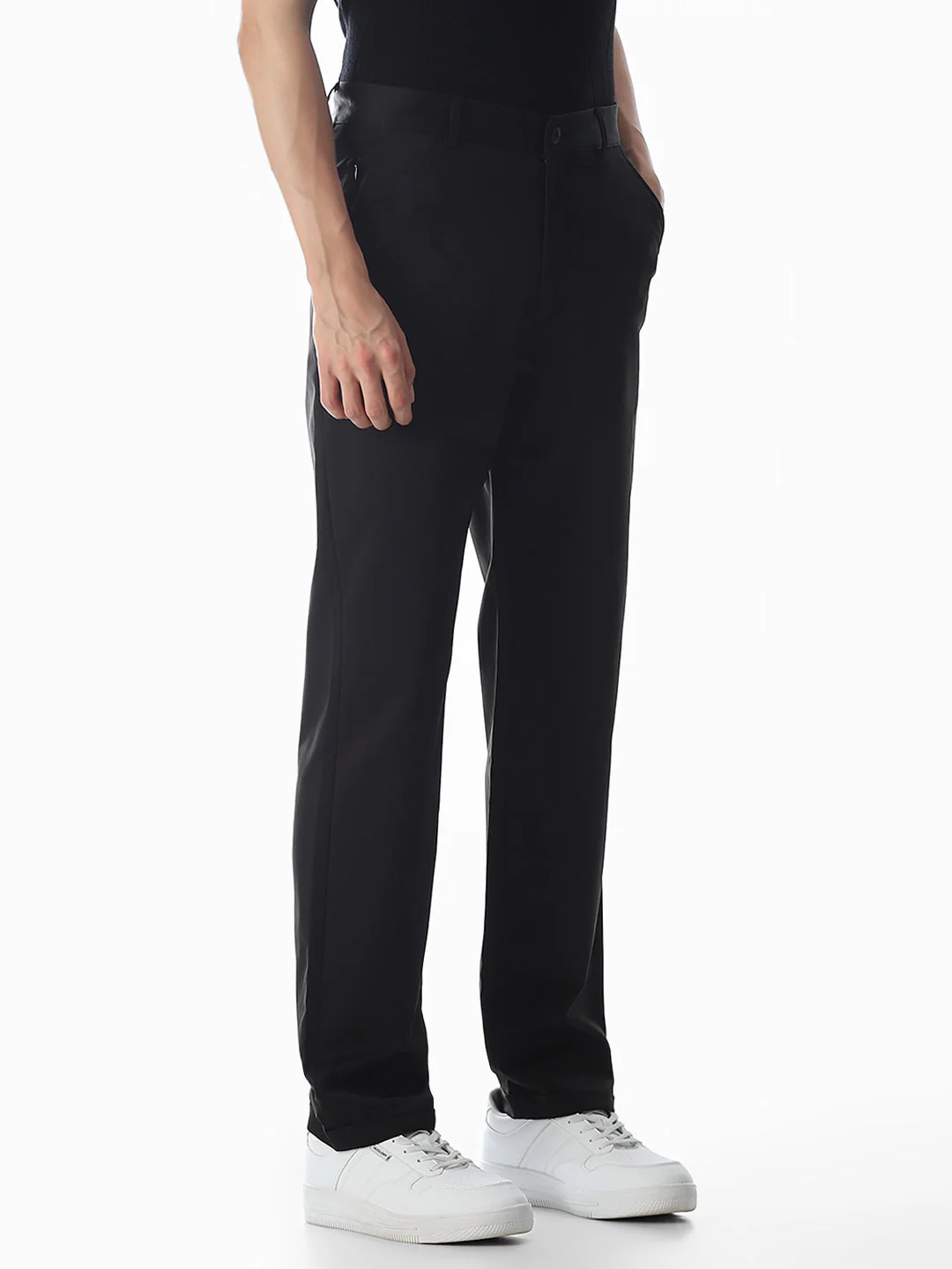 Black High Rise Regular Fit Pants - Image 2