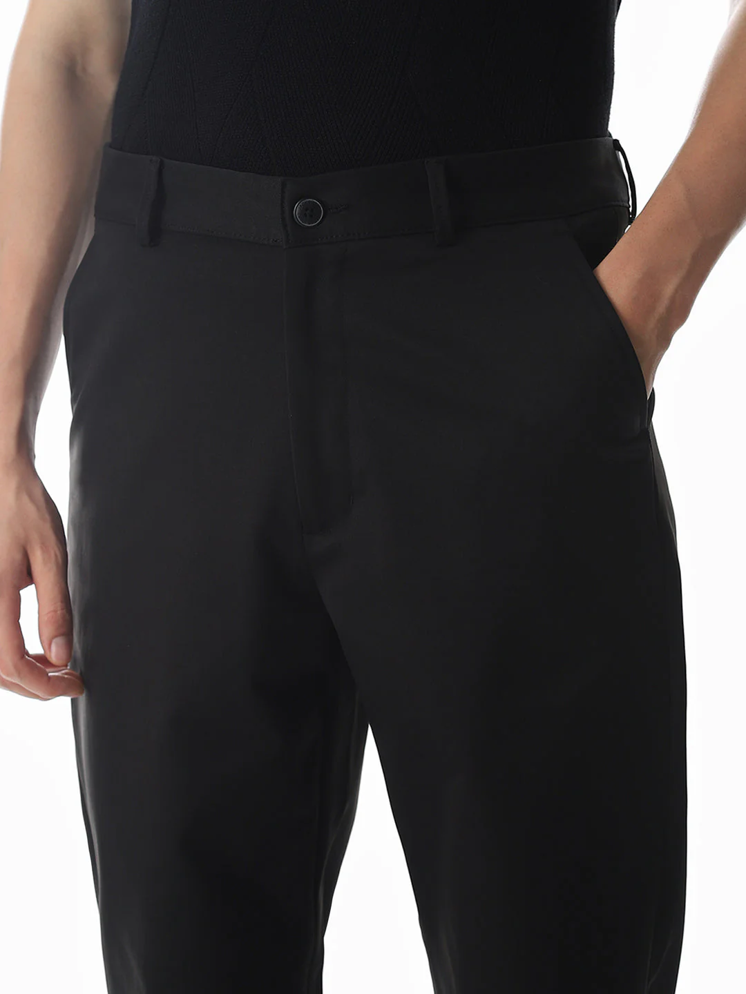 Black High Rise Regular Fit Pants - Image 4