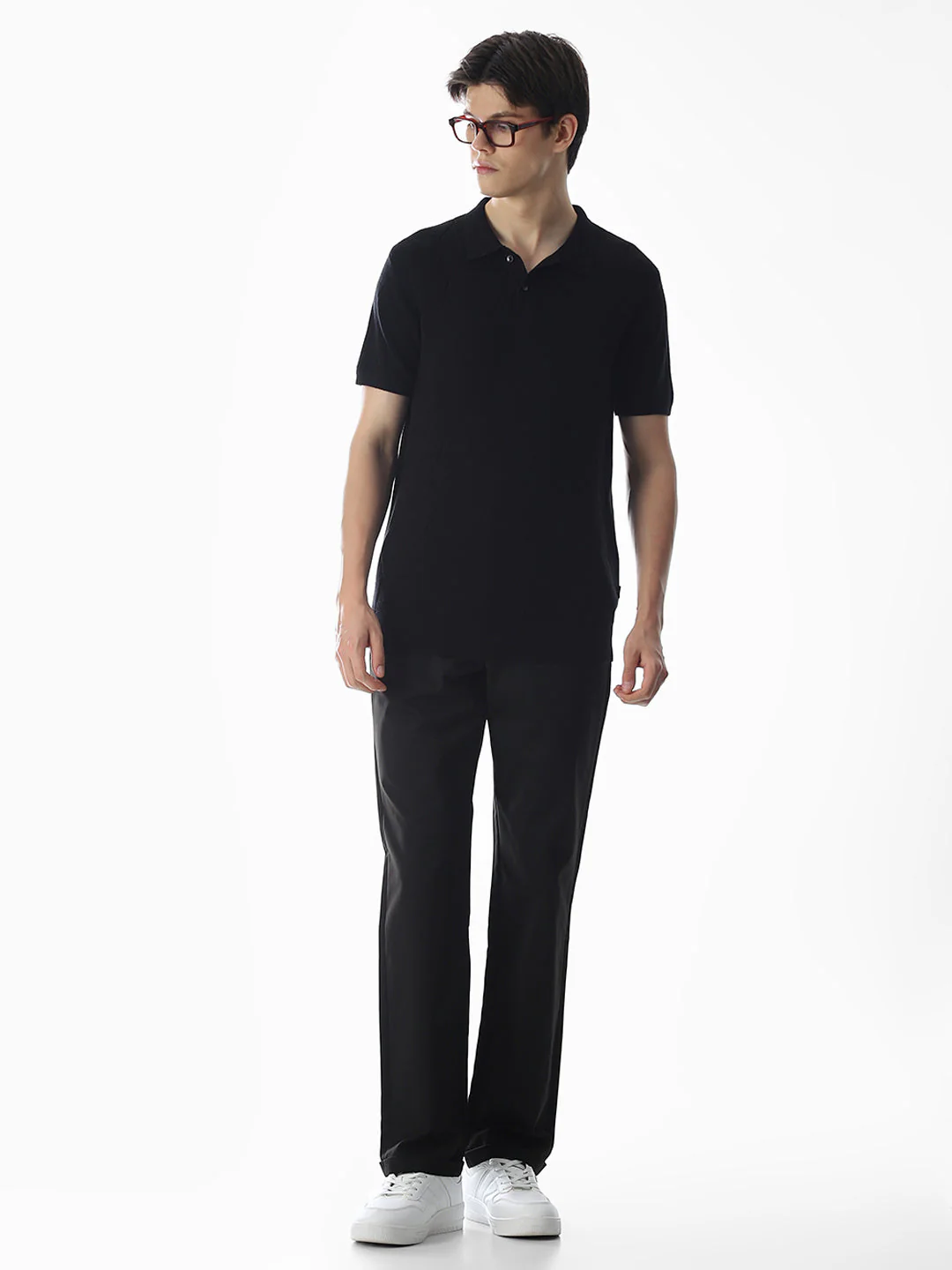 Black High Rise Regular Fit Pants - Image 6