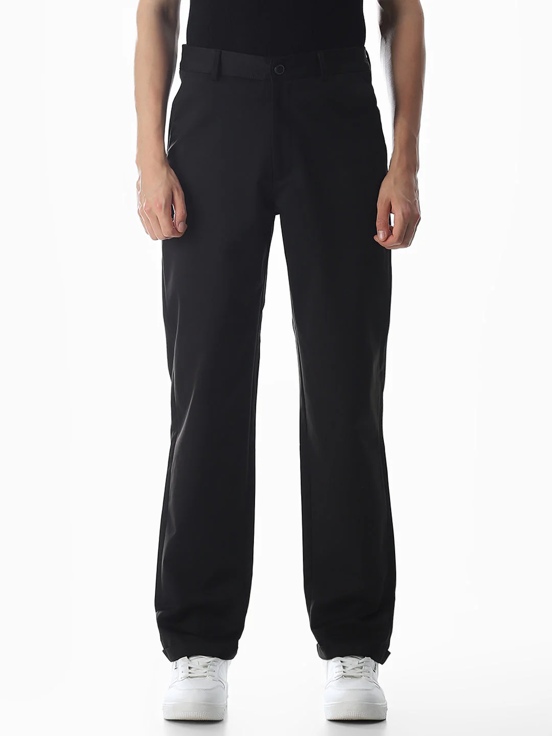 Black High Rise Regular Fit Pants - Image 8