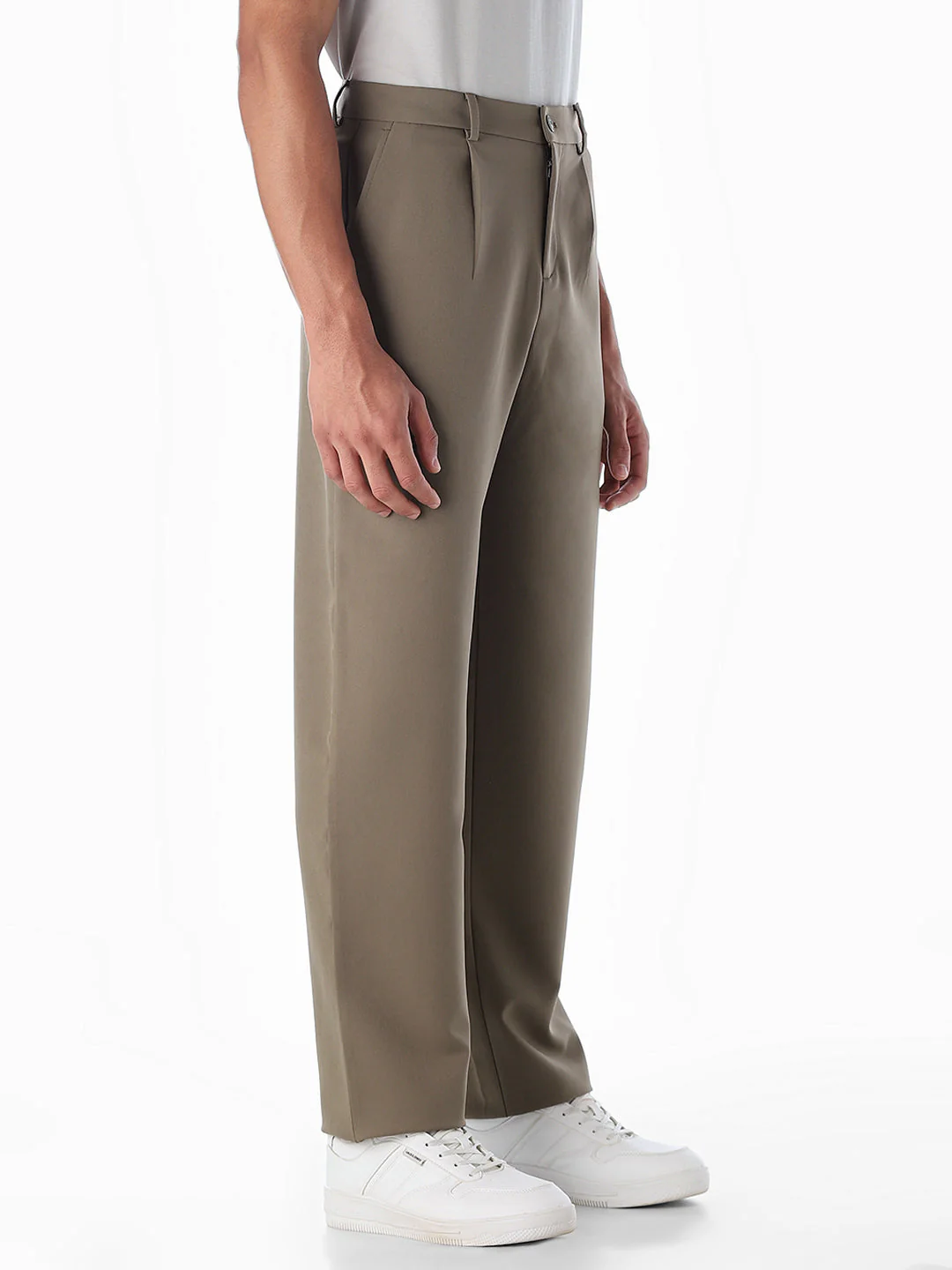 Regular Fit Seoul Pleated Pants - Dark Beige - Image 2