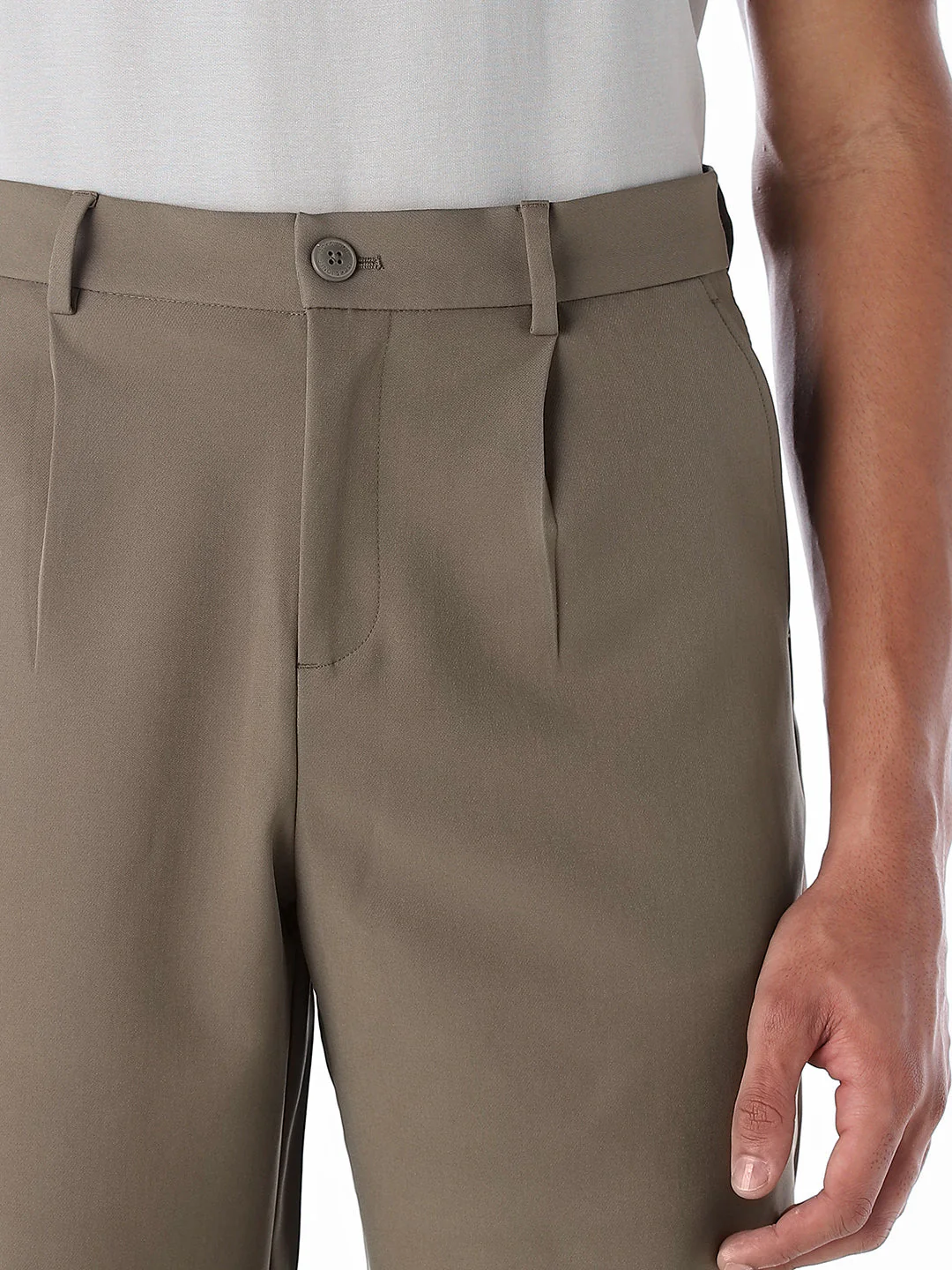 Regular Fit Seoul Pleated Pants - Dark Beige - Image 4