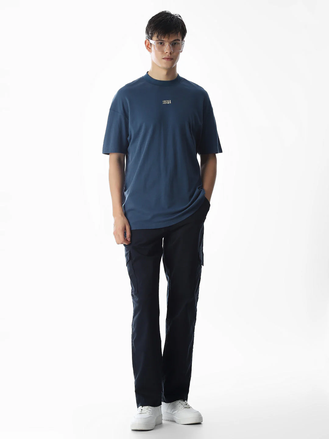 Navy Blue Low Rise Anti Fit Cargos - Image 6