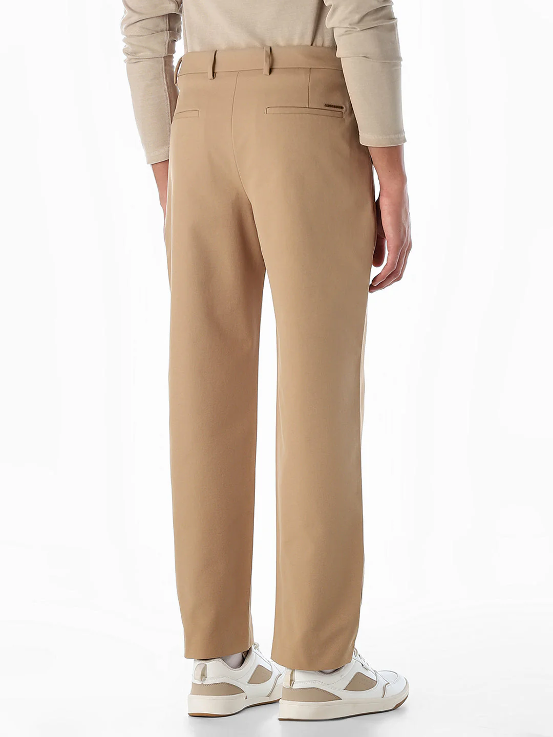 Khaki Mid Rise Wen Pleated Pants - Image 3