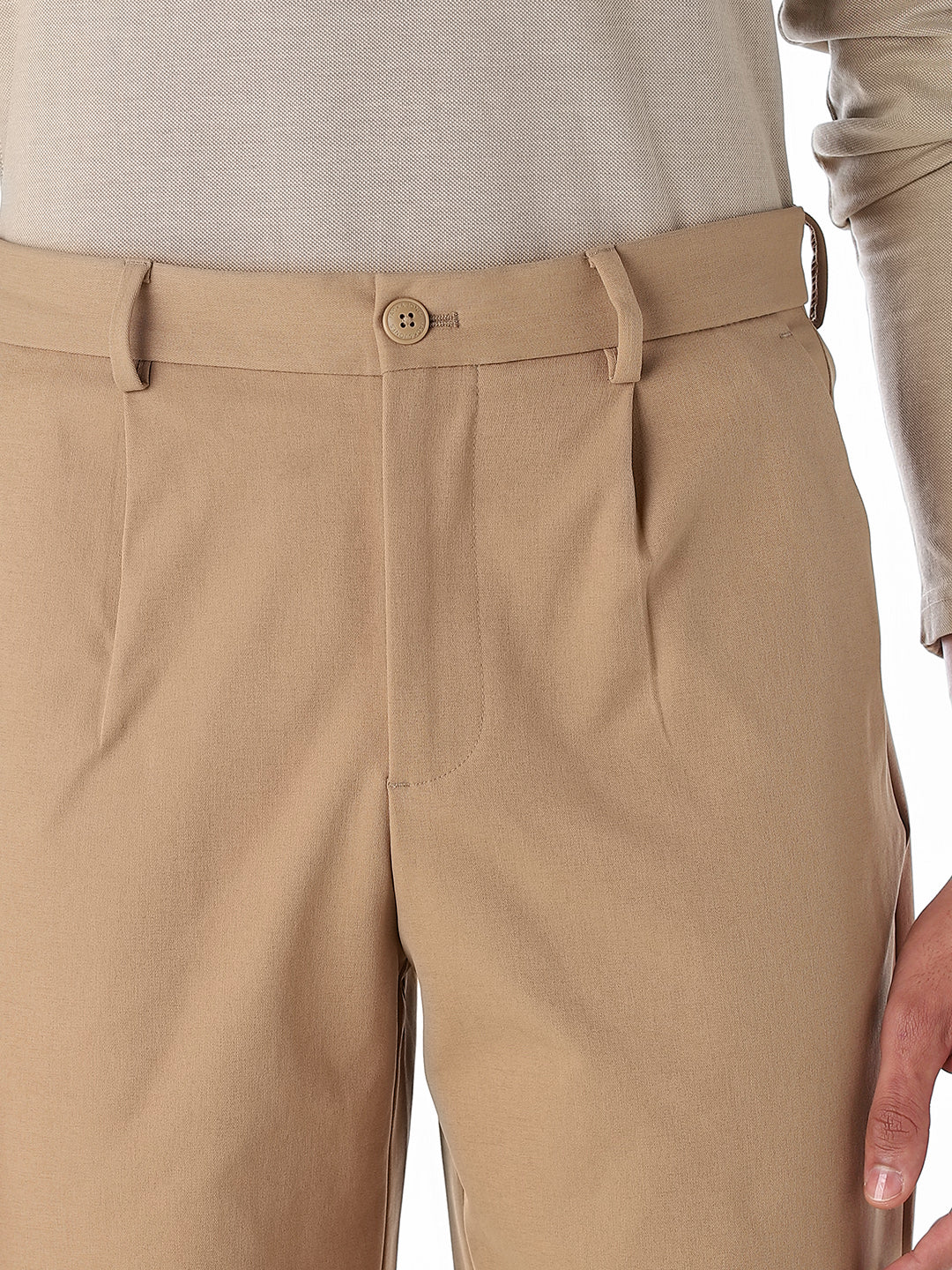 Khaki Mid Rise Wen Pleated Pants - Image 4