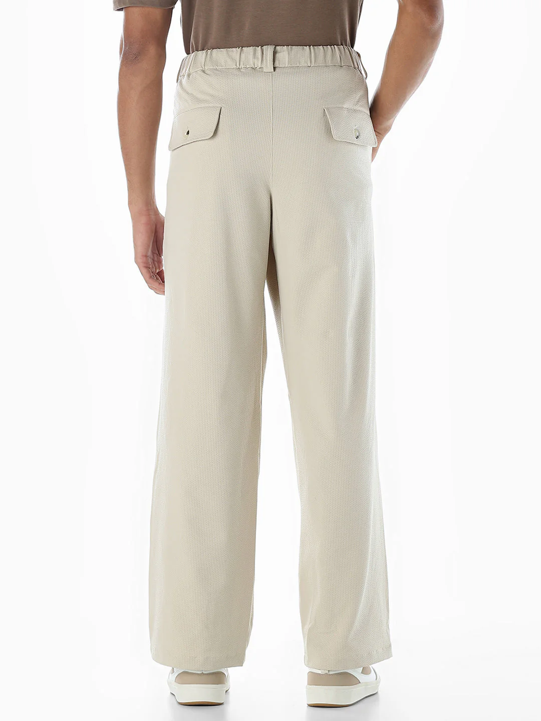 Loose Fit High Rise Pants - Beige - Image 3