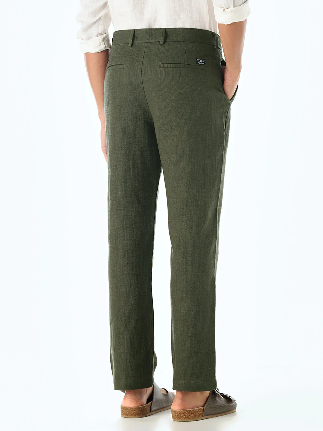 Olive Mid Rise Slim Fit Pants - Image 3