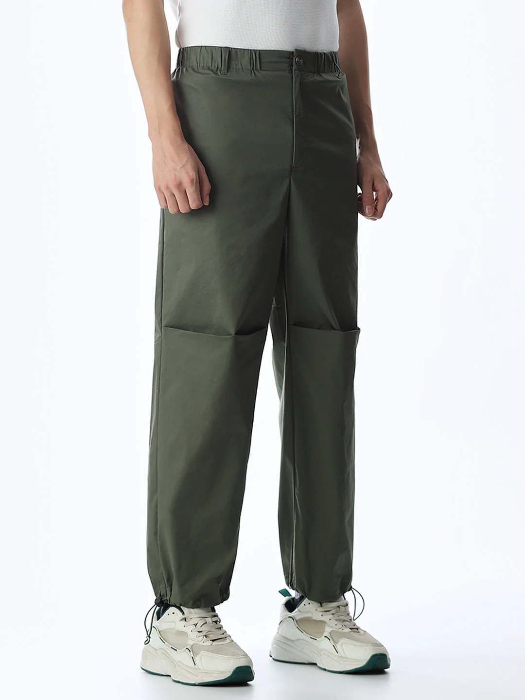 Olive Mid Rise Regular Fit Pants - Image 2