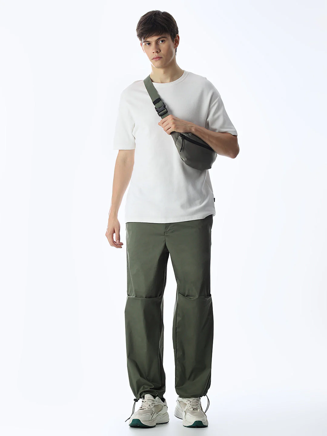 Olive Mid Rise Regular Fit Pants - Image 7