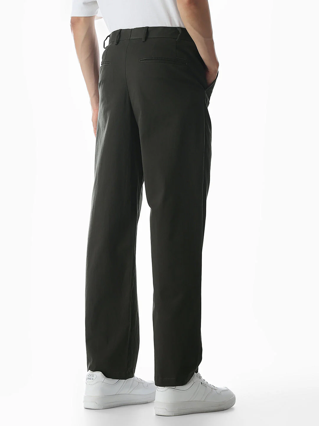 Olive Mid Rise Cotton Stretch Pants - Image 3