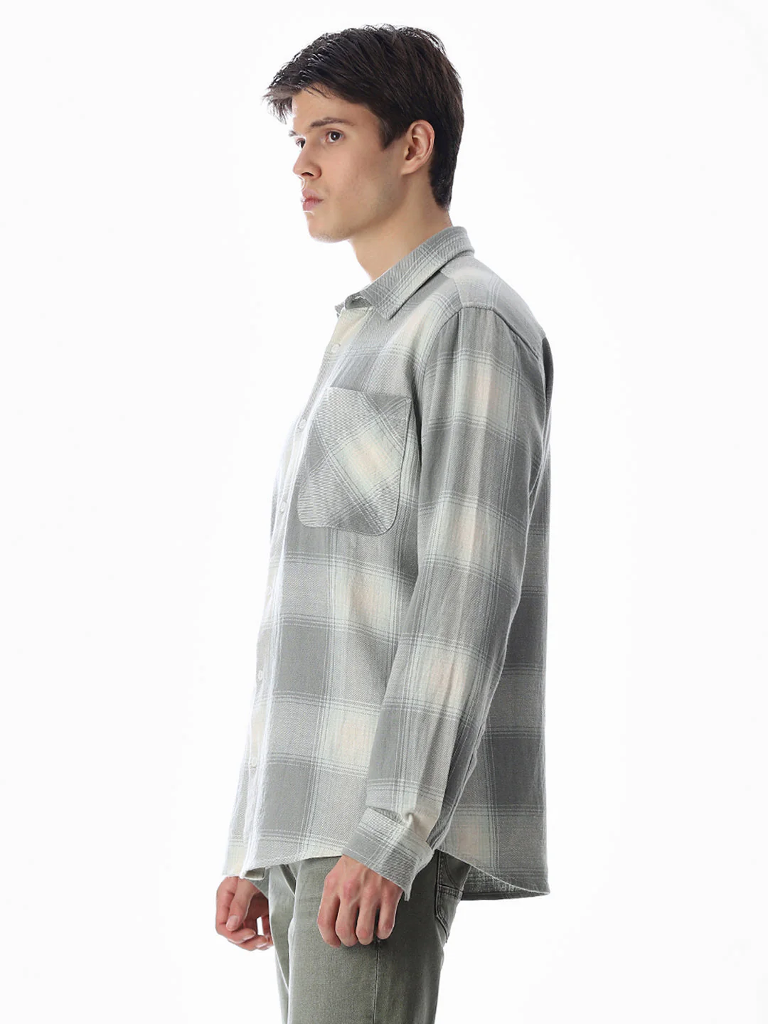 Green Check Regular Fit Shirt - Image 3