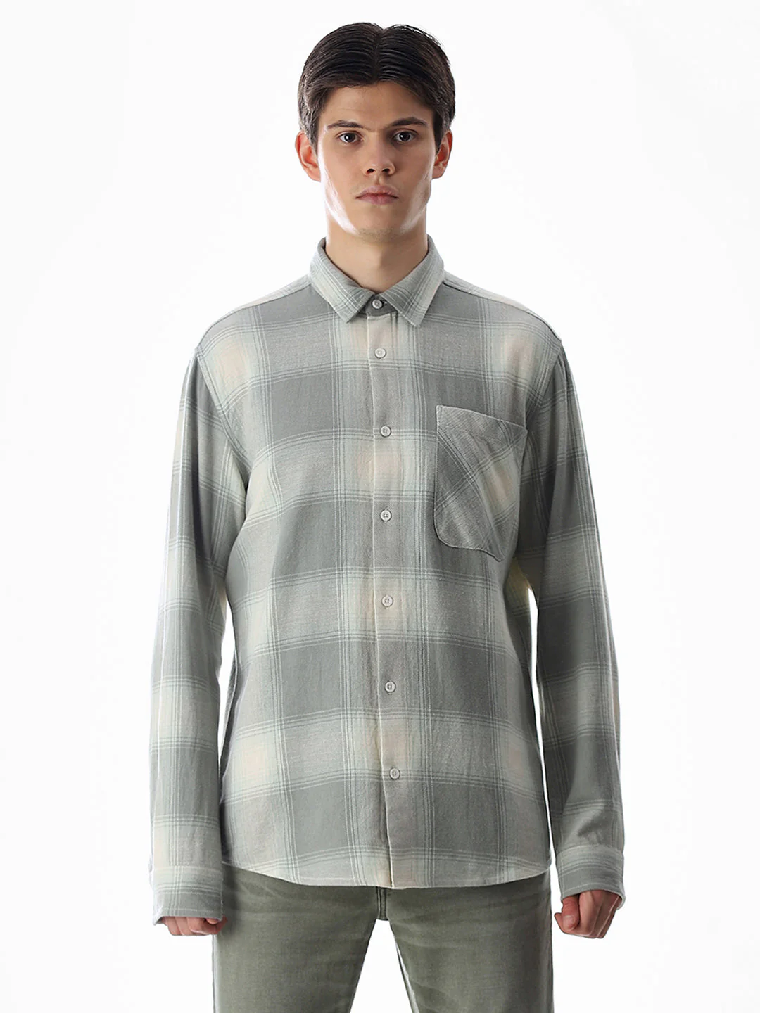 Green Check Regular Fit Shirt - Image 8