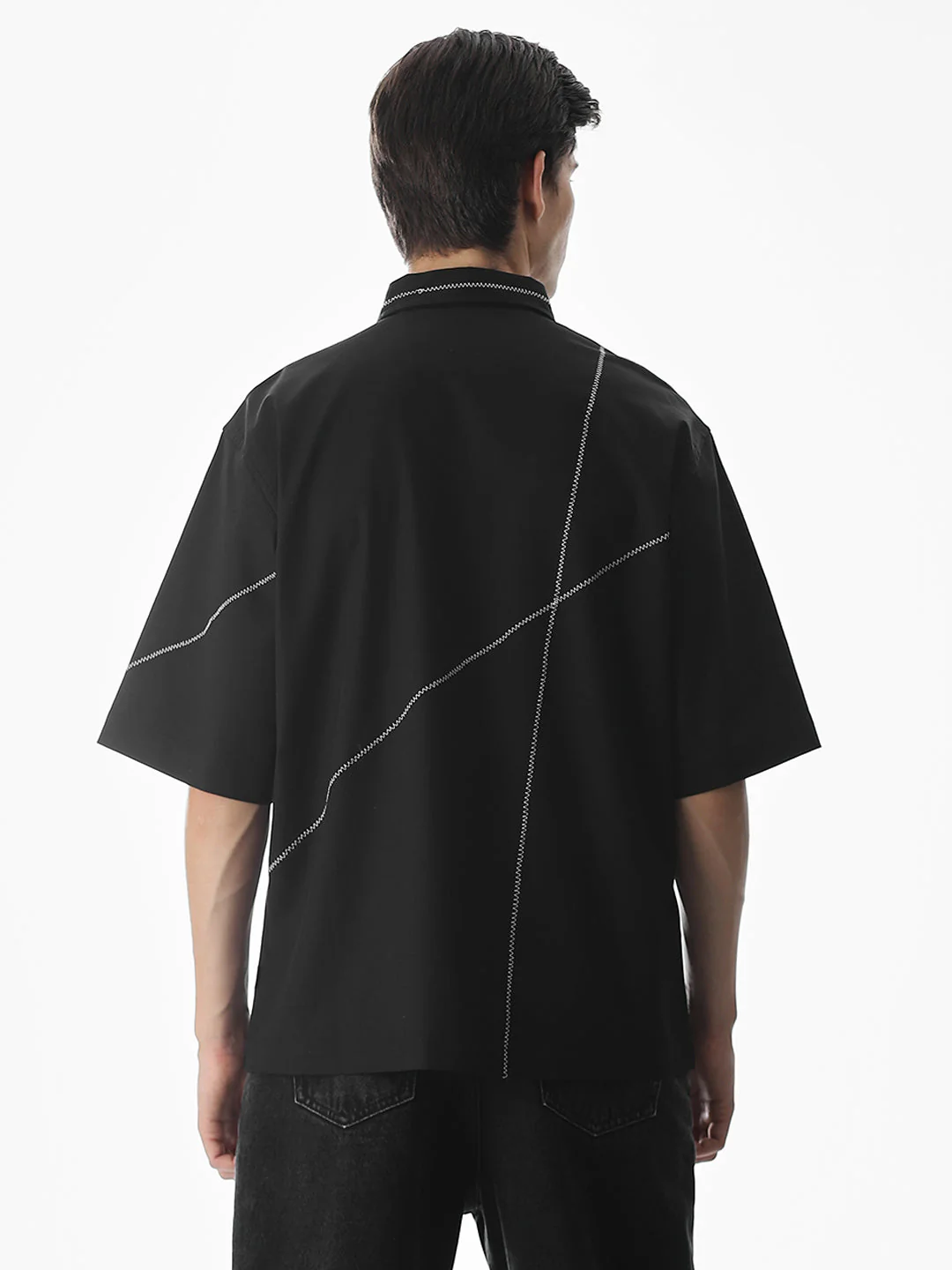Black Embroidered Oversized Shirt - Image 4
