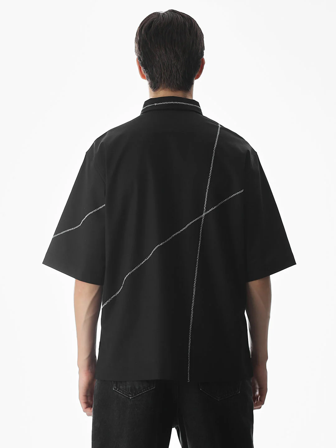 Black Embroidered Oversized Shirt - Image 9