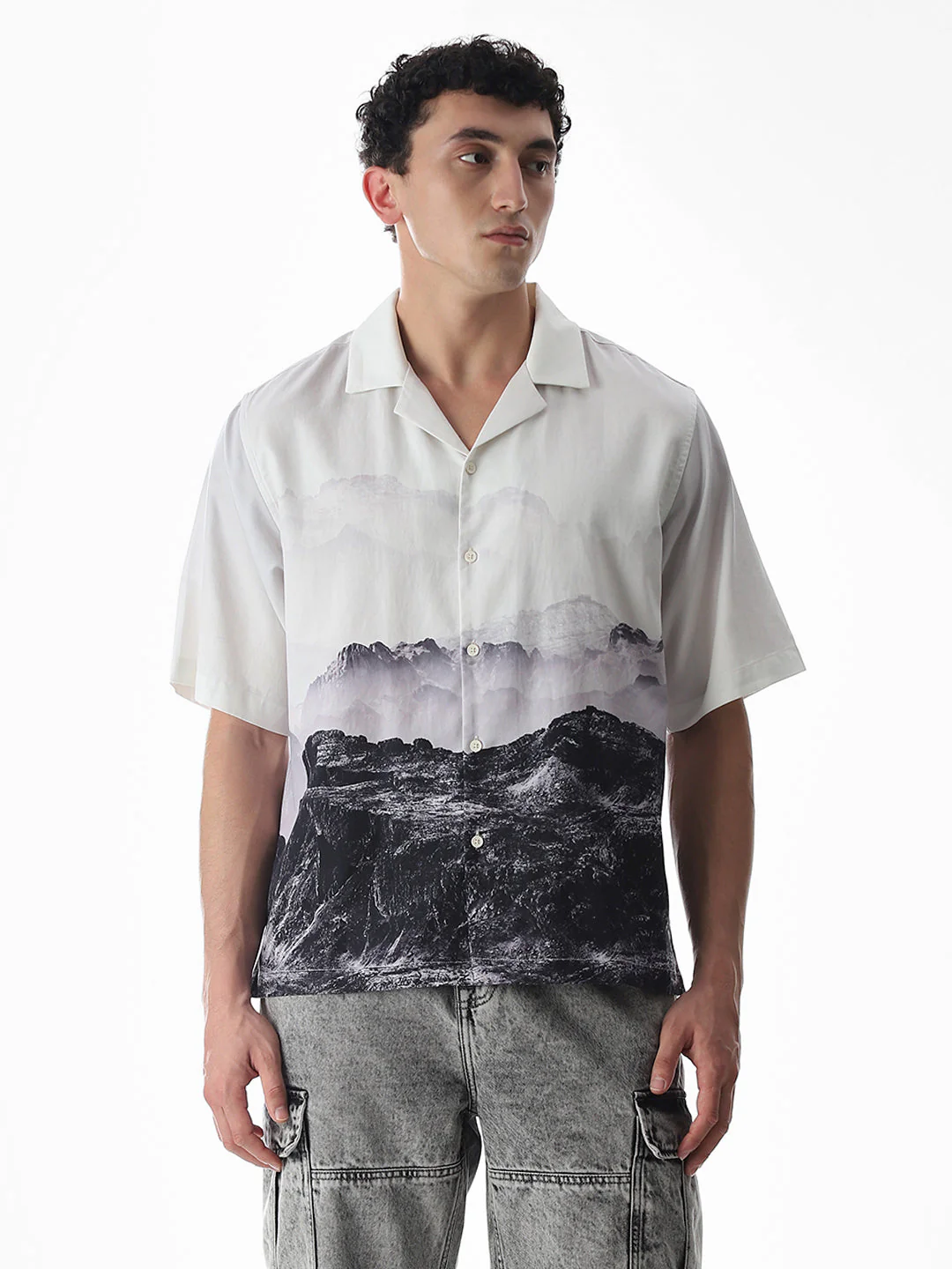 Mountain Print Cotton Shirt - Image 2