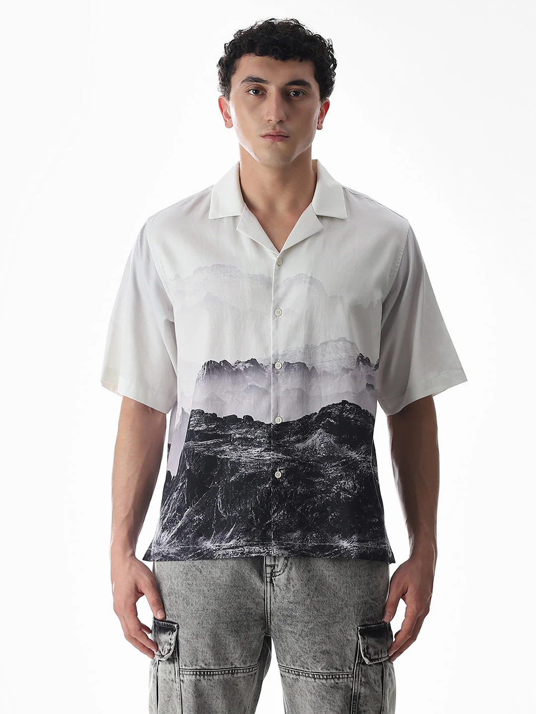 Mountain Print Cotton Shirt - Image 8