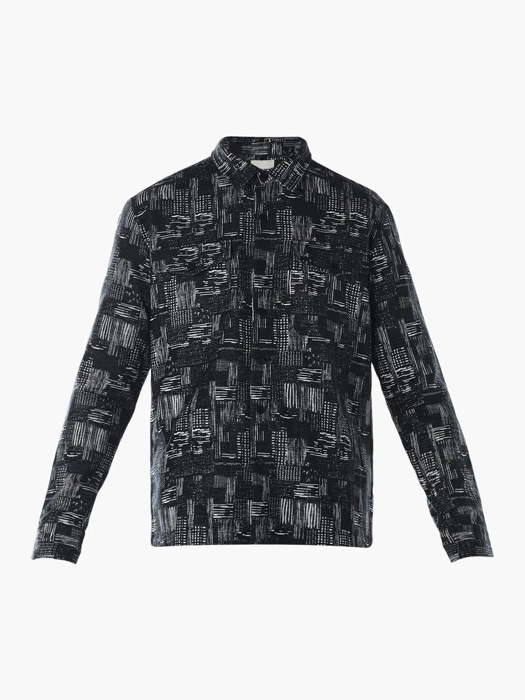 Printed Oversized Shirt - Black - Image 7