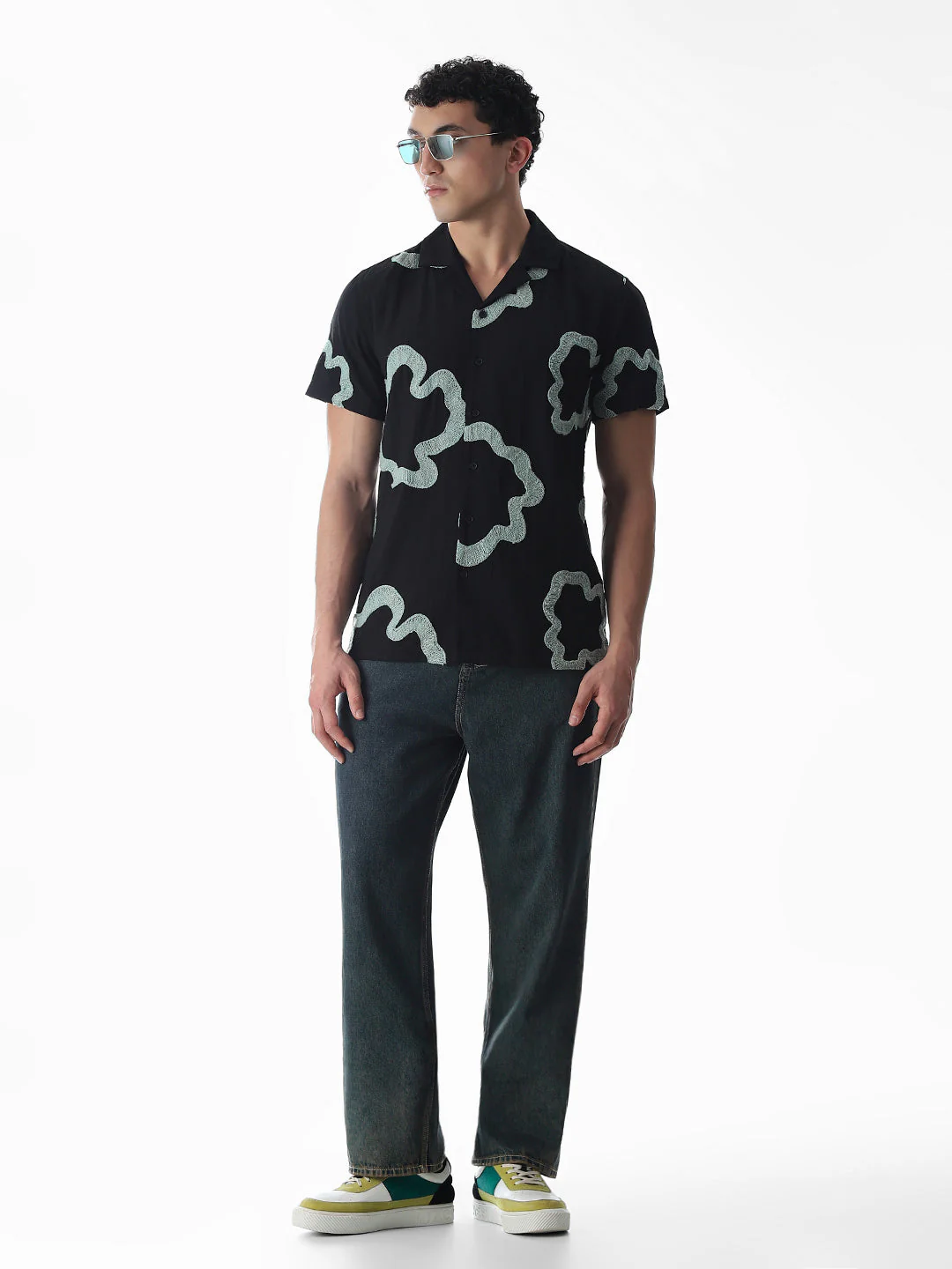 Black Embroidered Comfort Fit Shirt - Image 6