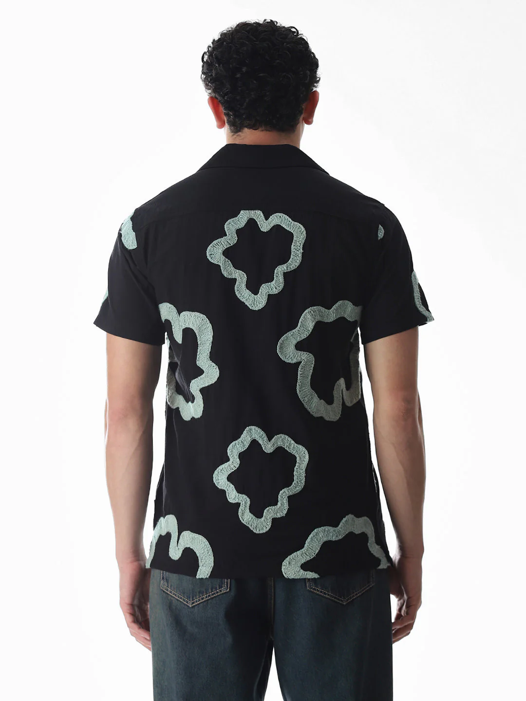 Black Embroidered Comfort Fit Shirt - Image 9