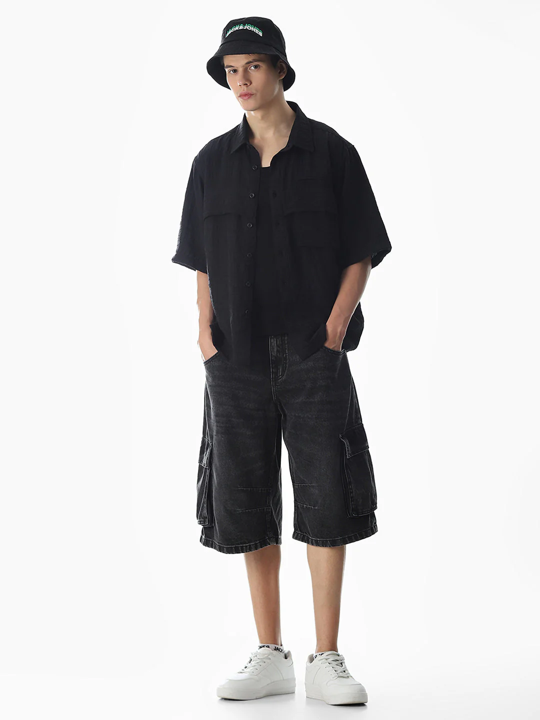 Black Dobby Oversized Shirt - Image 6