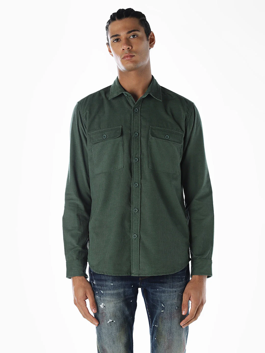 Cotton Regular Fit Shirt - Green - Image 2