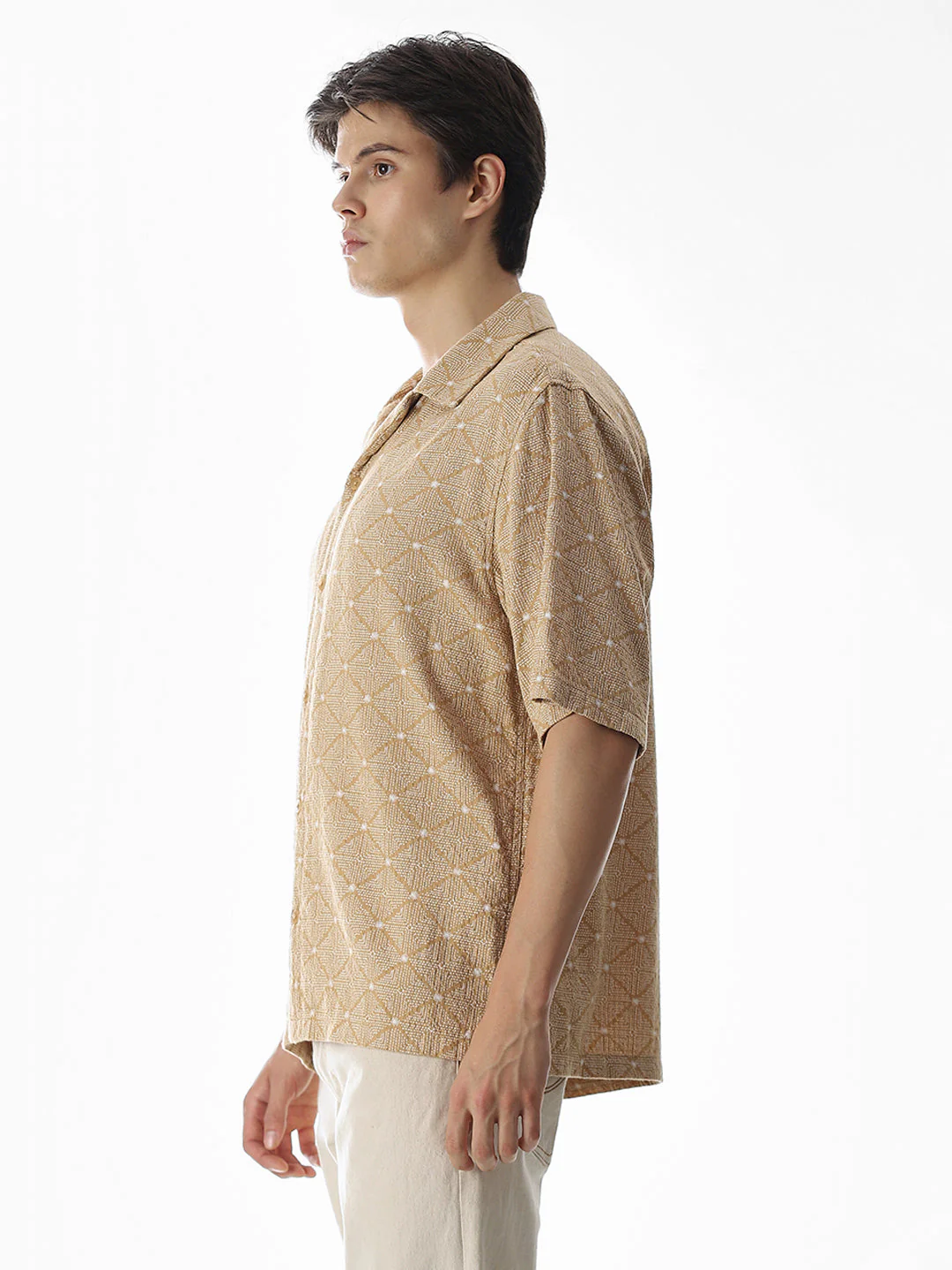 Brown Resort Collar Oversized Shirt - Image 3