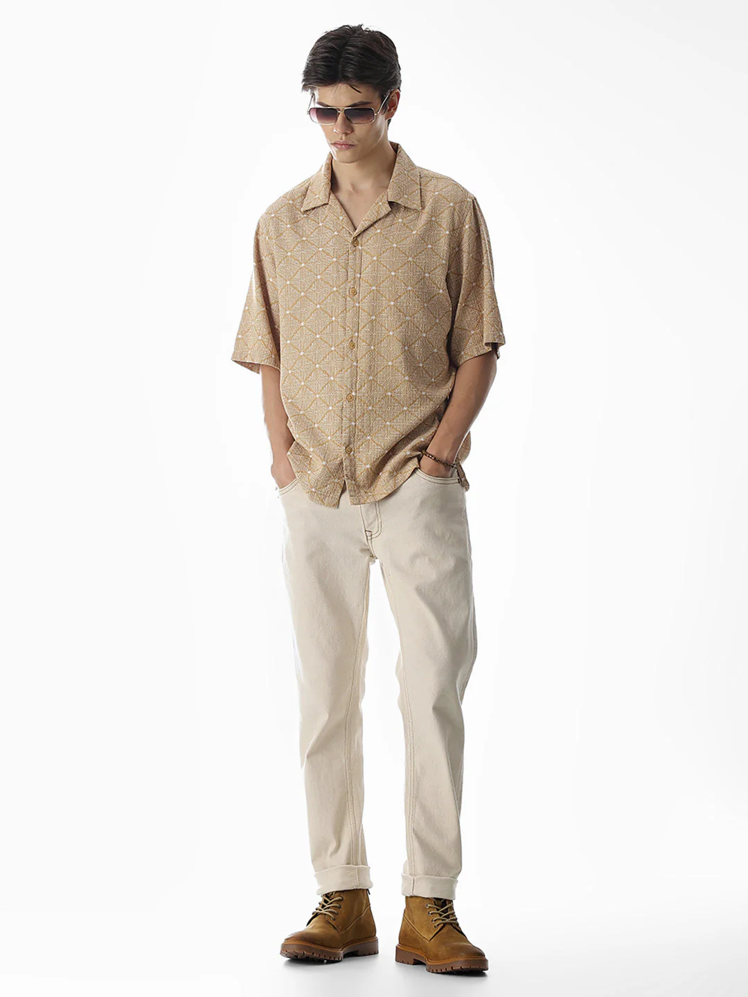 Brown Resort Collar Oversized Shirt - Image 6