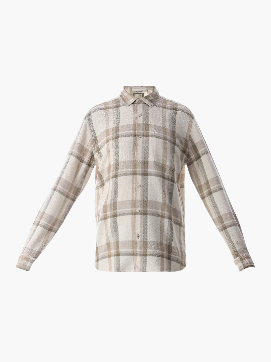 Beige Check Cotton Shirt - Image 7