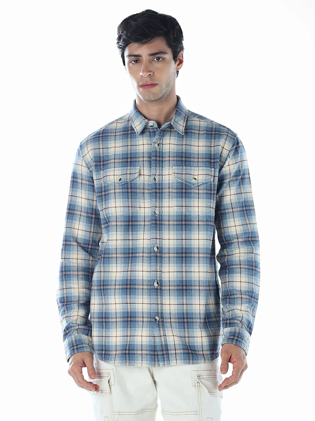 Check Cotton Oversized Shirt - Image 2