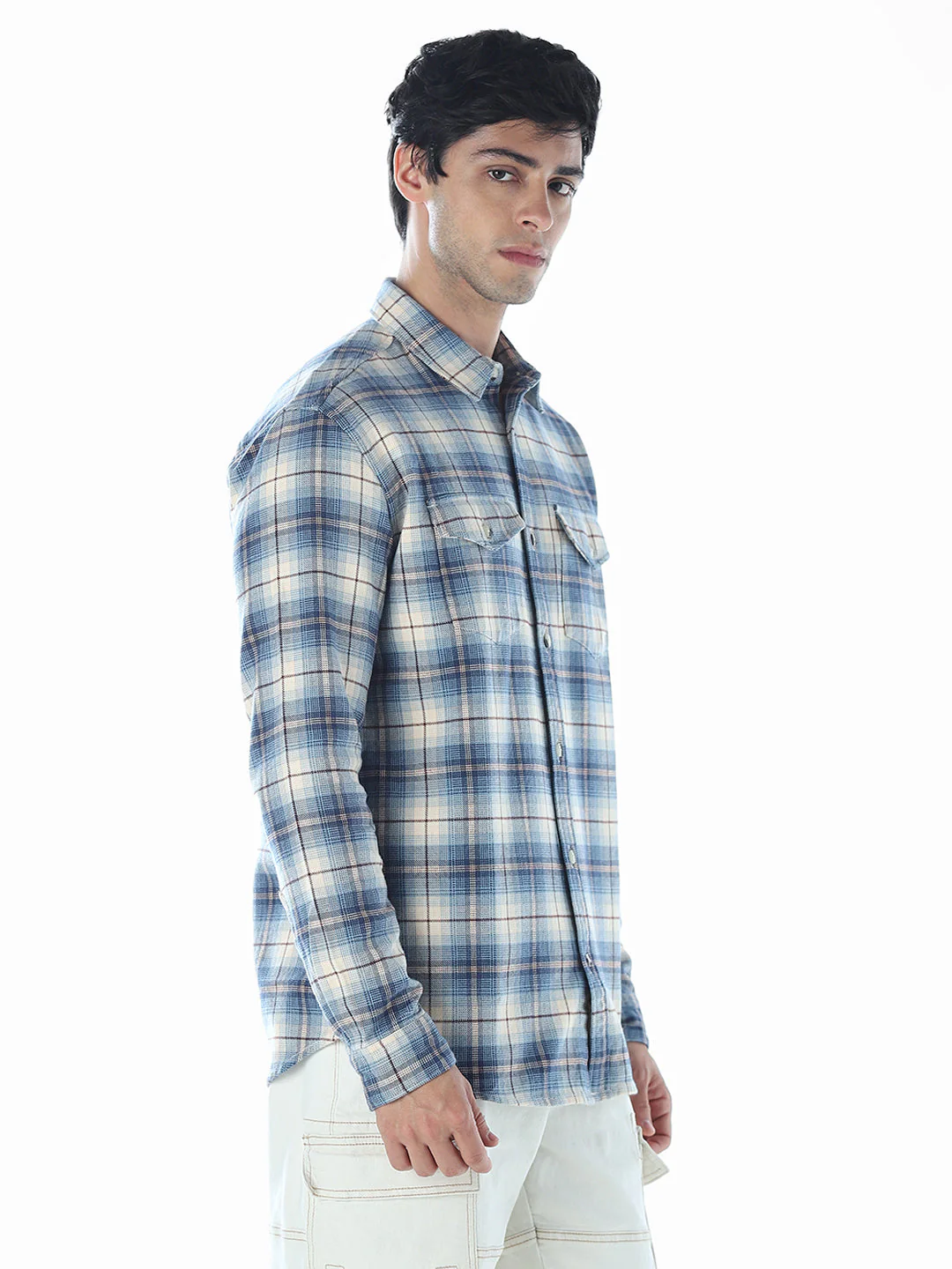 Check Cotton Oversized Shirt - Image 3