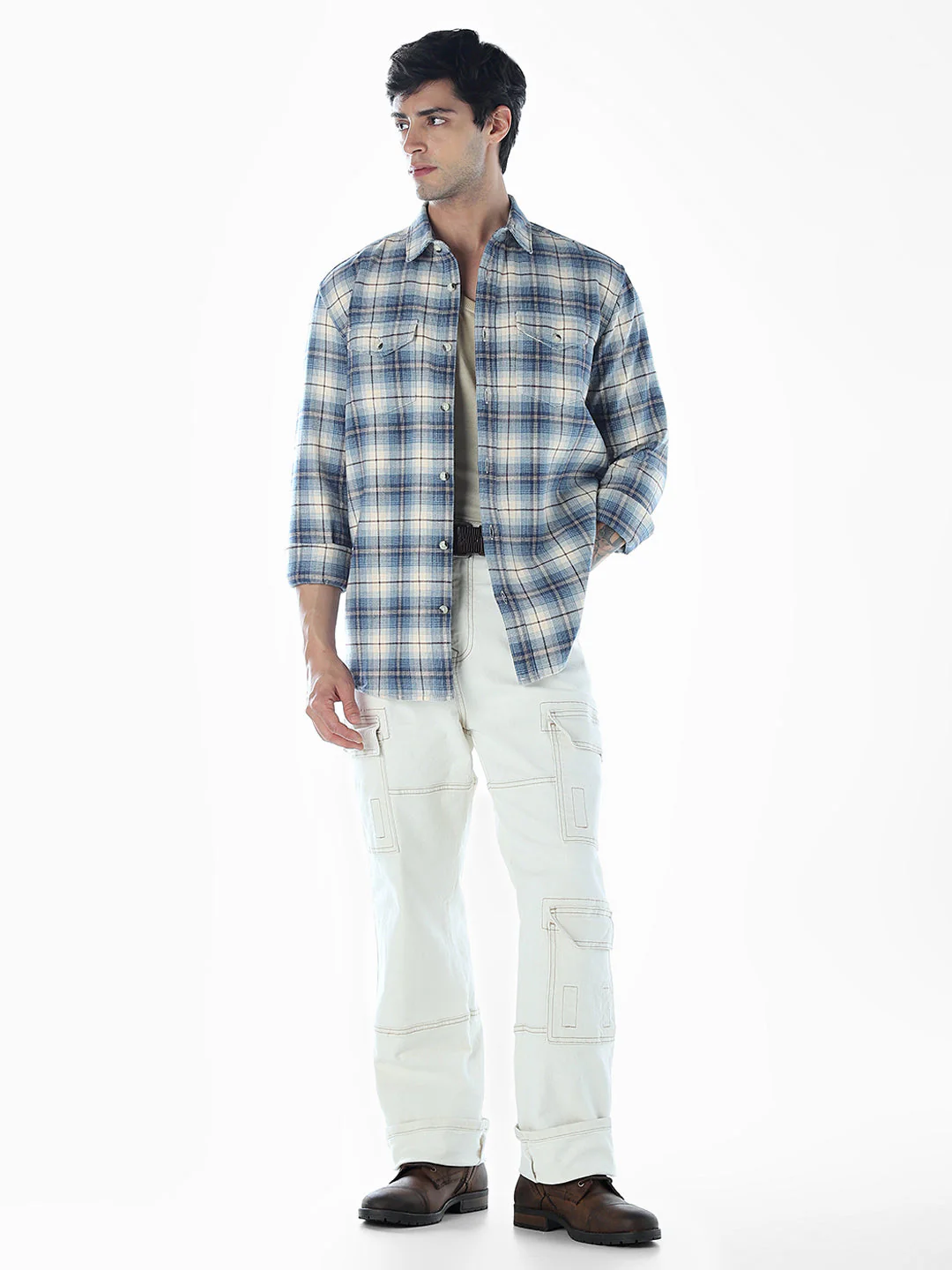 Check Cotton Oversized Shirt - Image 6