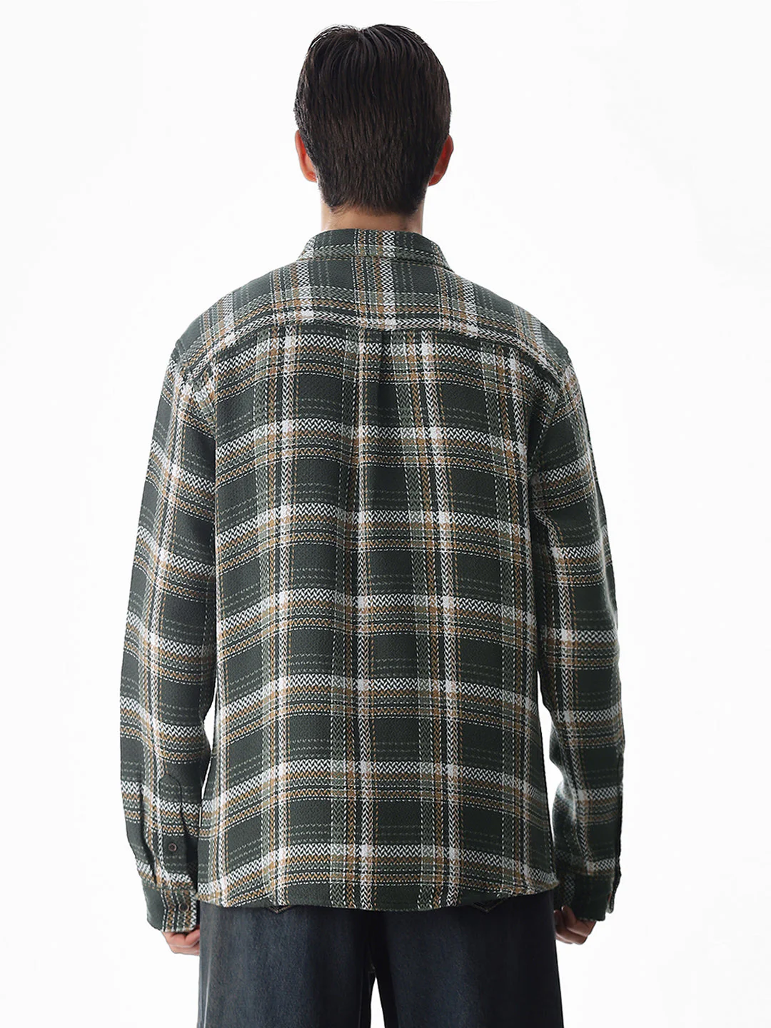 Dark Green Check Cotton Shirt - Image 9